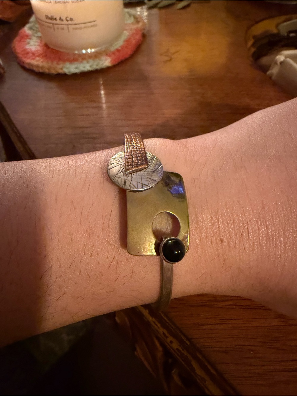 Sterling Silver and Mixed Metal Vintage Modernist bracelet by Hall McFall